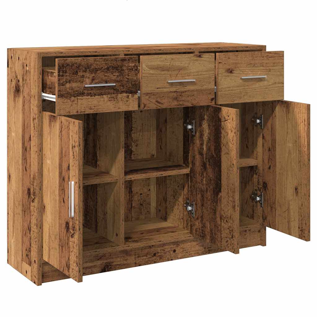 Dressoir 91x28x75 cm bewerkt hout oud houtkleurig
