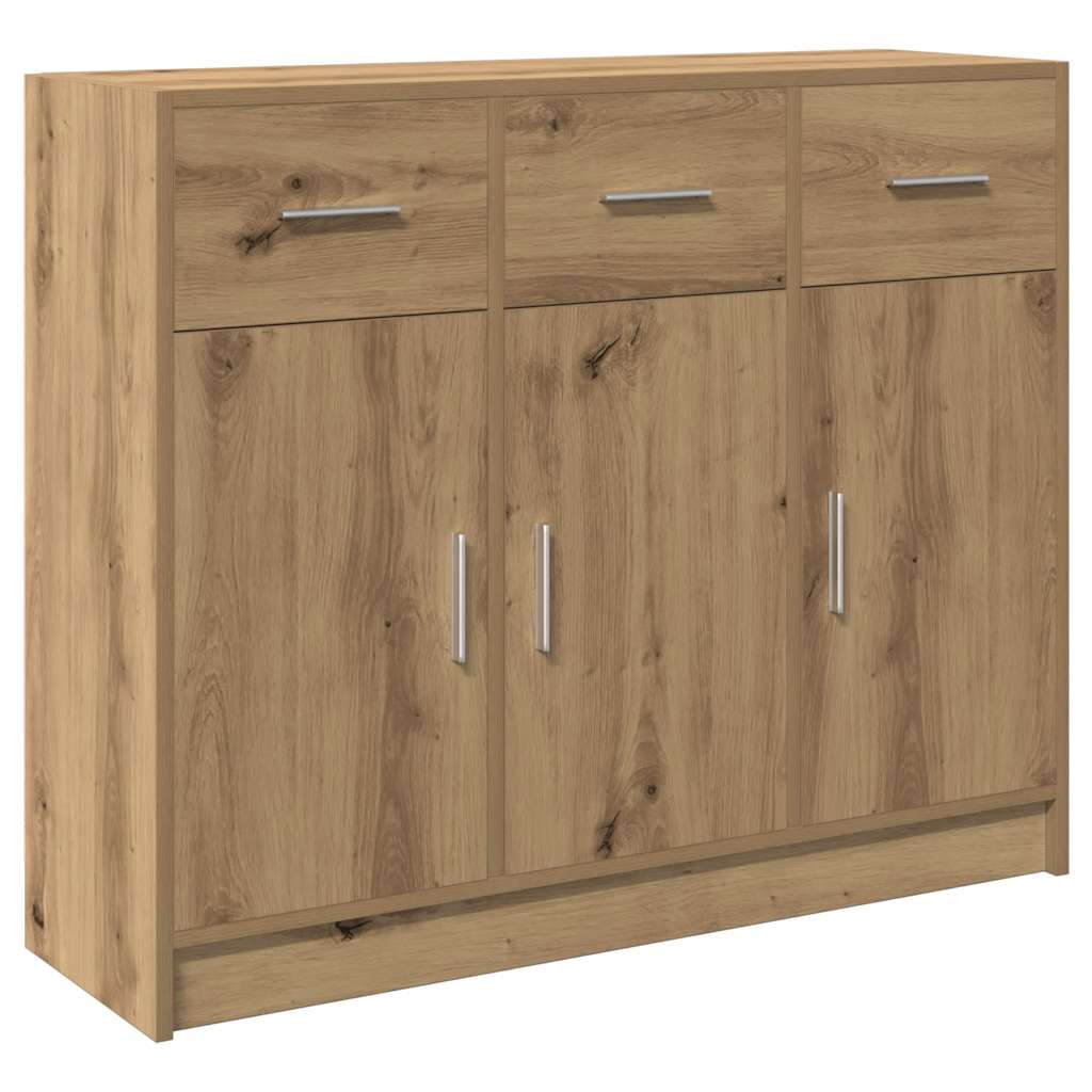 Dressoir 91x28x75 cm bewerkt hout artisanaal eikenkleur