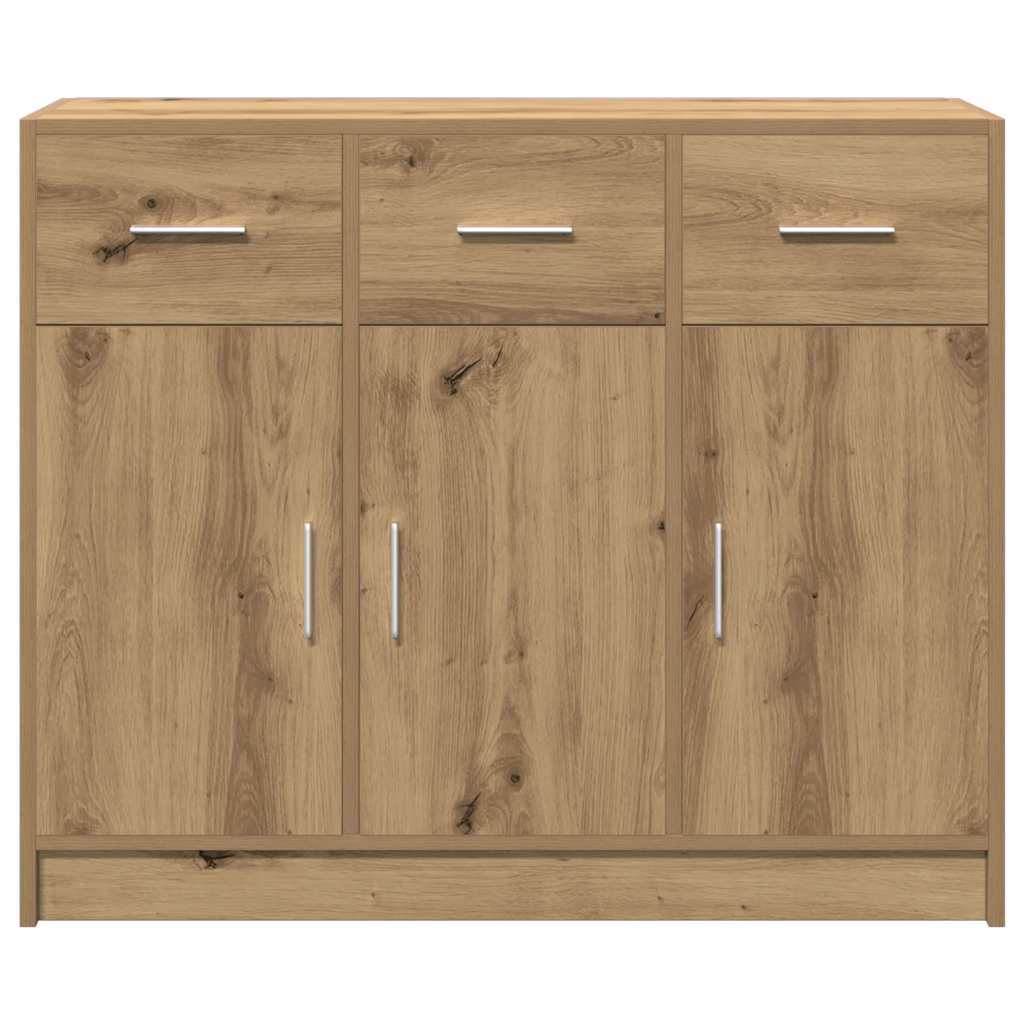 Dressoir 91x28x75 cm bewerkt hout artisanaal eikenkleur