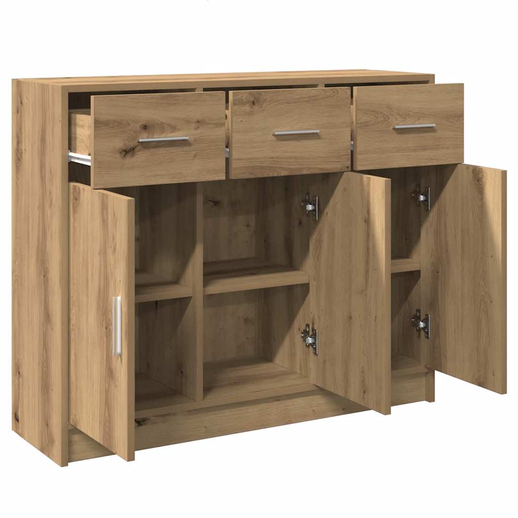 Dressoir 91x28x75 cm bewerkt hout artisanaal eikenkleur
