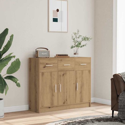 Dressoir 91x28x75 cm bewerkt hout artisanaal eikenkleur