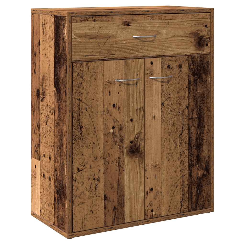 Dressoir 60x30x75 cm bewerkt hout oud houtkleurig