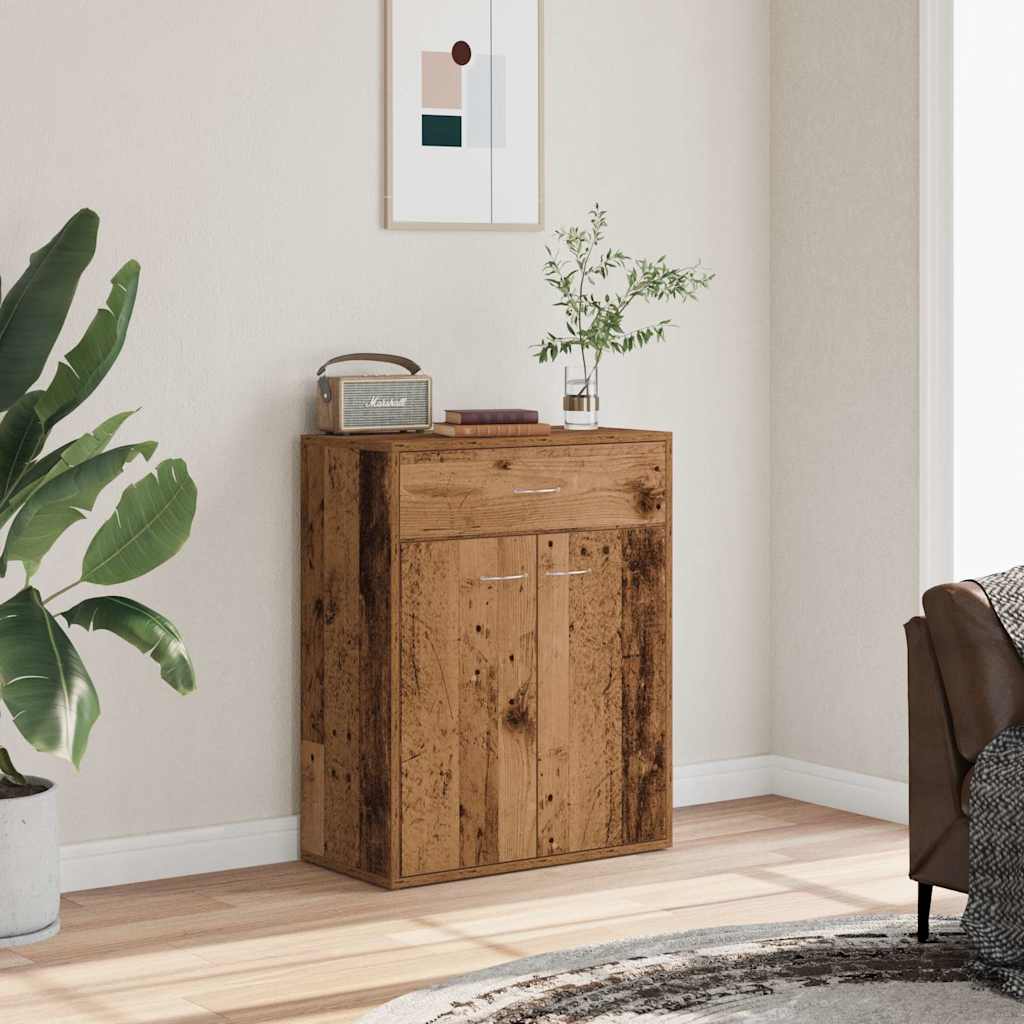 Dressoir 60x30x75 cm bewerkt hout oud houtkleurig