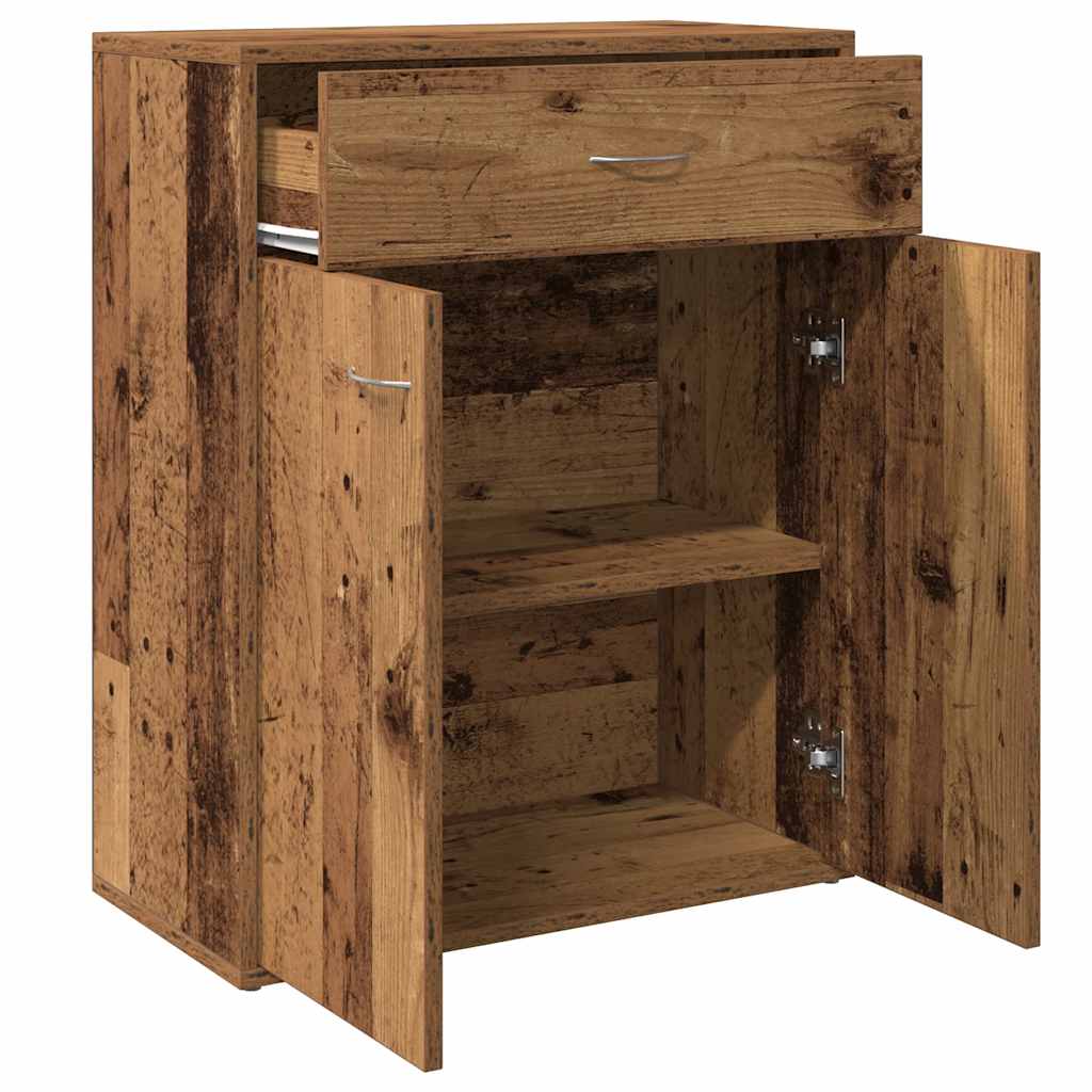 Dressoir 60x30x75 cm bewerkt hout oud houtkleurig