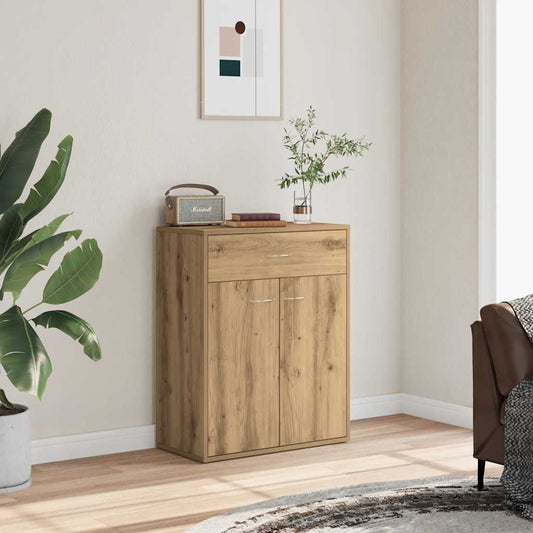 Dressoir 60x30x75 cm bewerkt hout artisanaal eikenkleurig