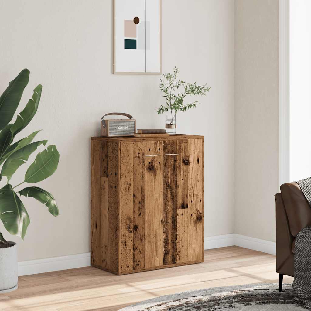 Dressoir 60x30x75 cm bewerkt hout oud houtkleurig