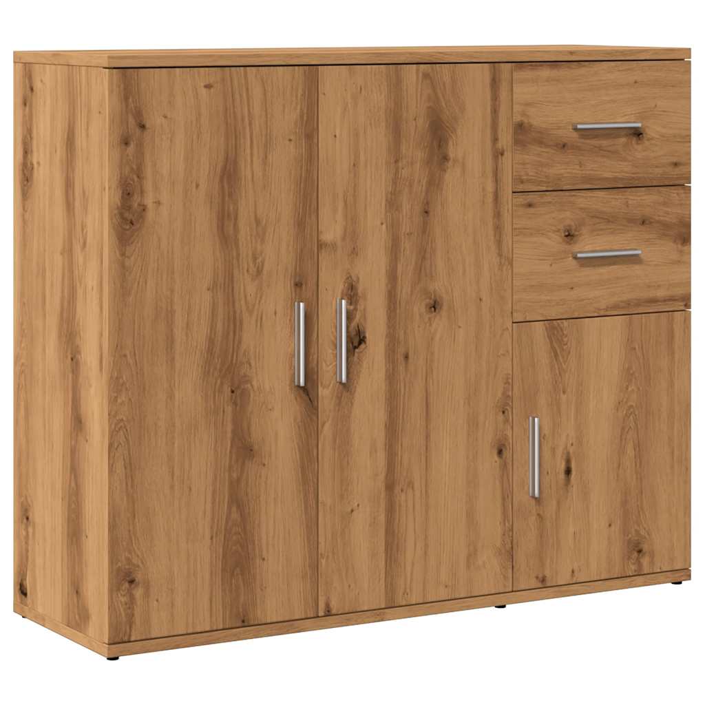 Dressoir 91x29,5x75 cm bewerkt hout artisanaal eikenkleurig