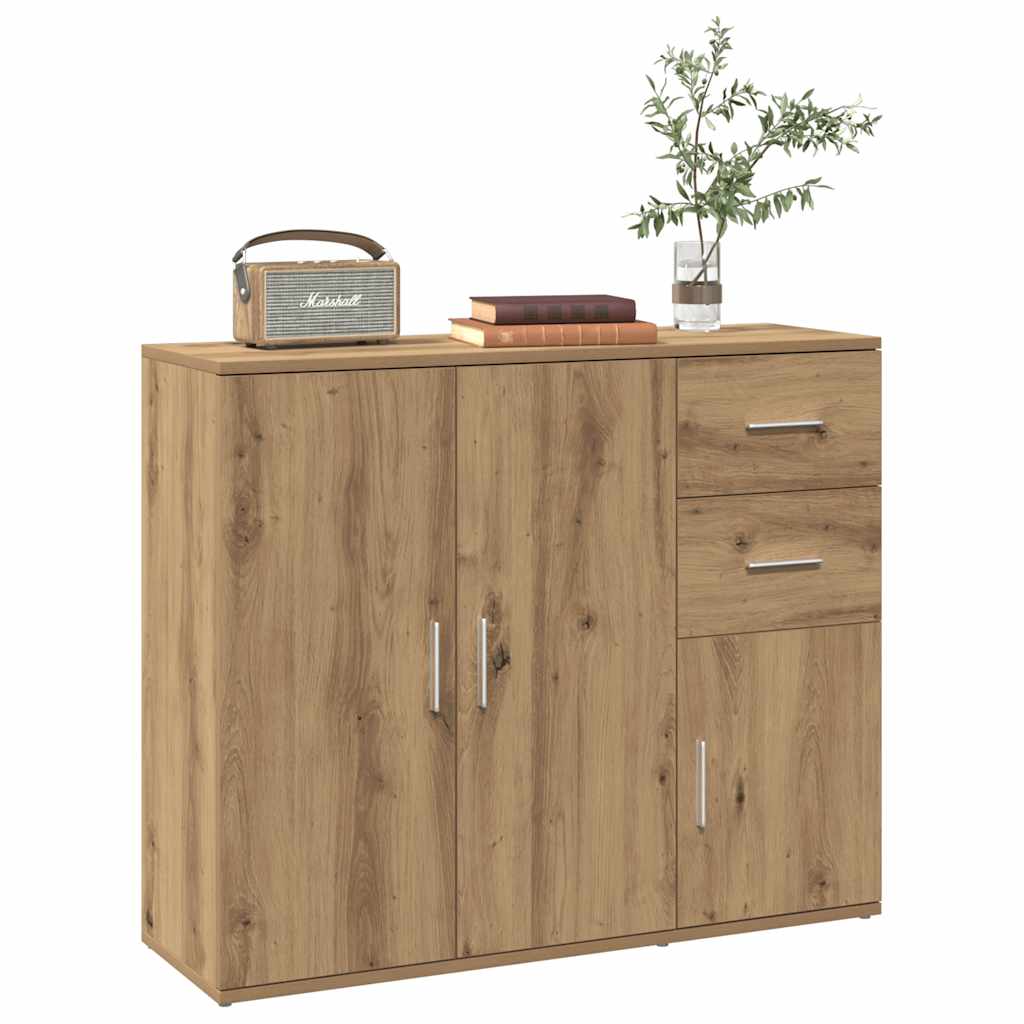 Dressoir 91x29,5x75 cm bewerkt hout artisanaal eikenkleurig