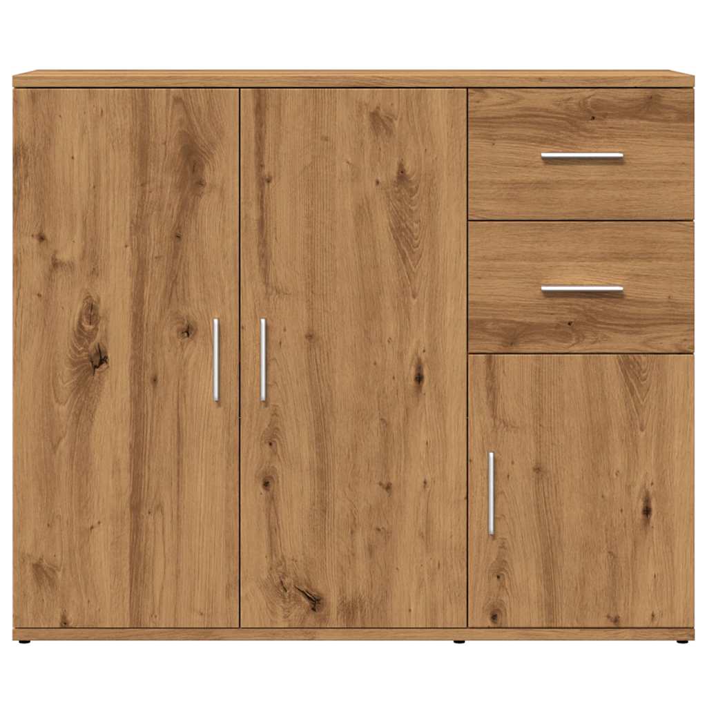 Dressoir 91x29,5x75 cm bewerkt hout artisanaal eikenkleurig