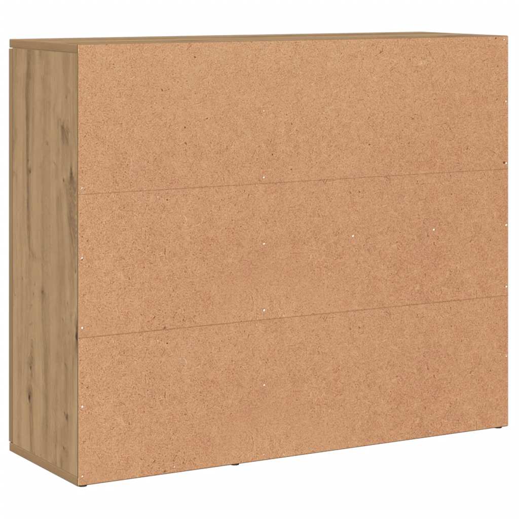 Dressoir 91x29,5x75 cm bewerkt hout artisanaal eikenkleurig