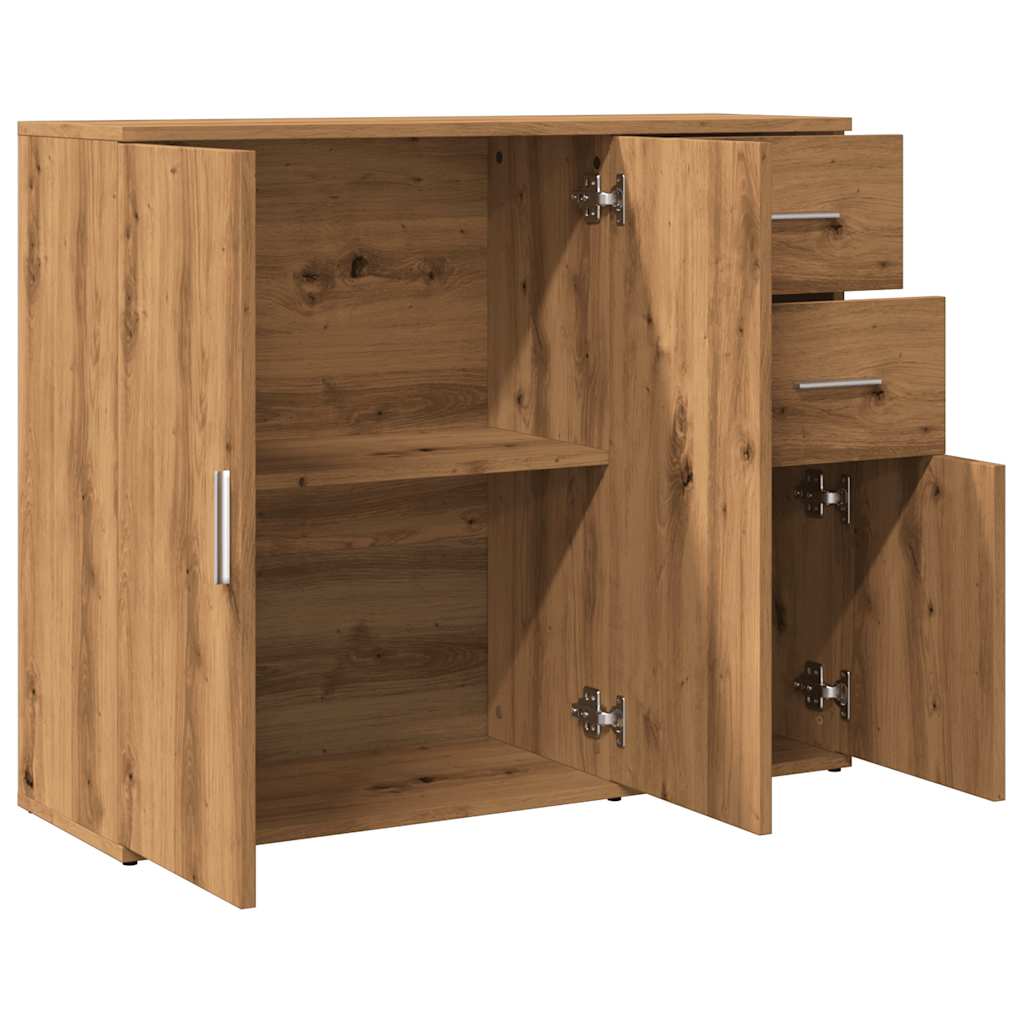 Dressoir 91x29,5x75 cm bewerkt hout artisanaal eikenkleurig