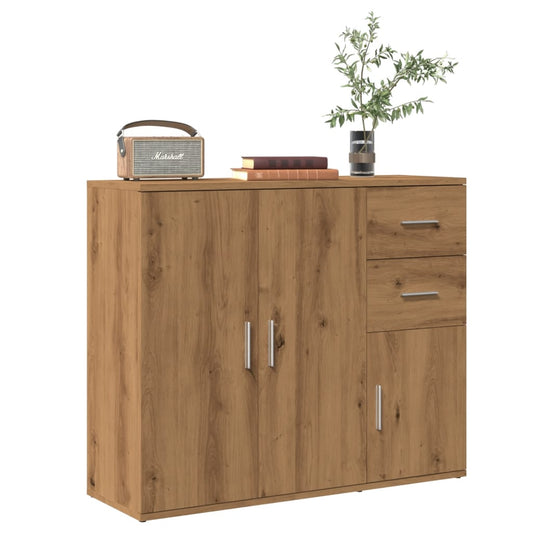 Dressoir 91x29,5x75 cm bewerkt hout artisanaal eikenkleurig