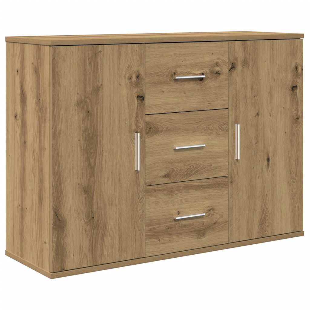 Dressoir 90x29,5x65 cm bewerkt hout artisanaal eikenkleur