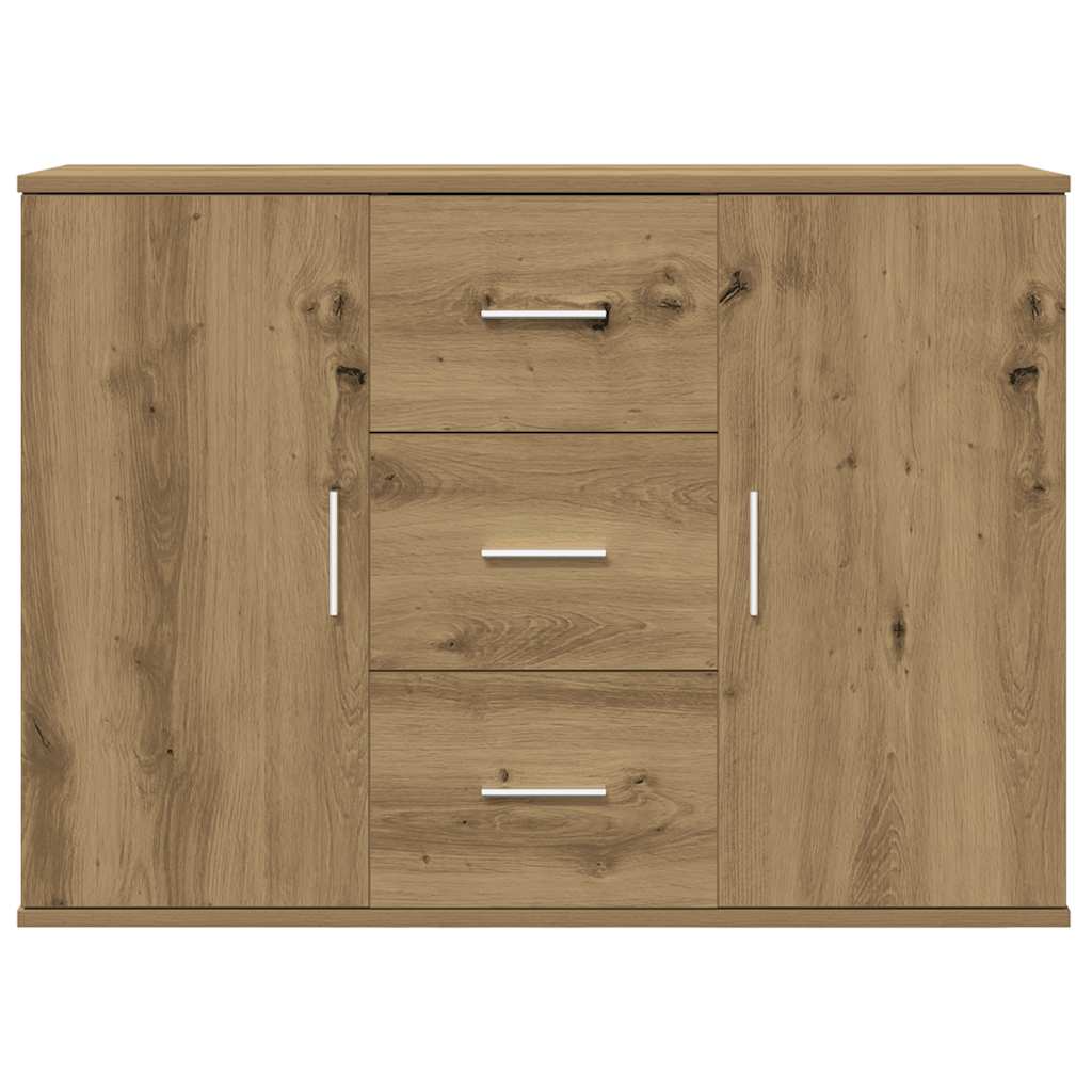 Dressoir 90x29,5x65 cm bewerkt hout artisanaal eikenkleur