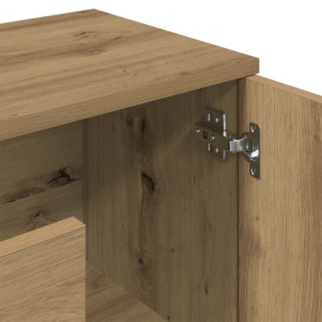 Dressoir 90x29,5x65 cm bewerkt hout artisanaal eikenkleur