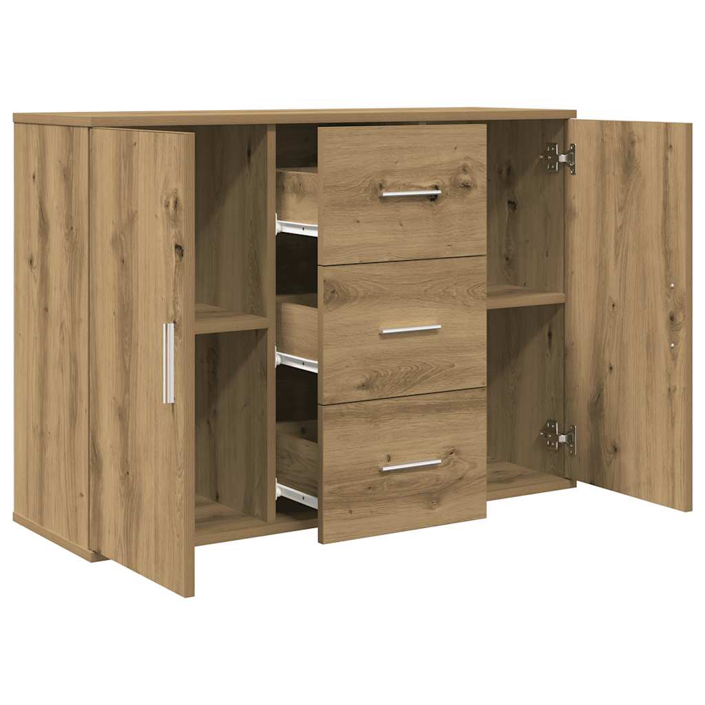 Dressoir 90x29,5x65 cm bewerkt hout artisanaal eikenkleur