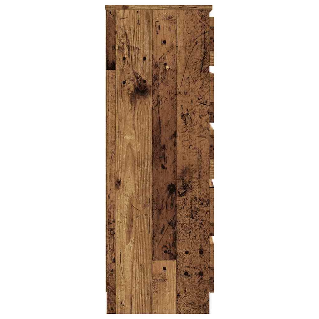 Ladekast 60x36x103 cm bewerkt hout oud houtkleurig