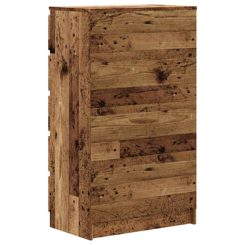 Ladekast 60x36x103 cm bewerkt hout oud houtkleurig