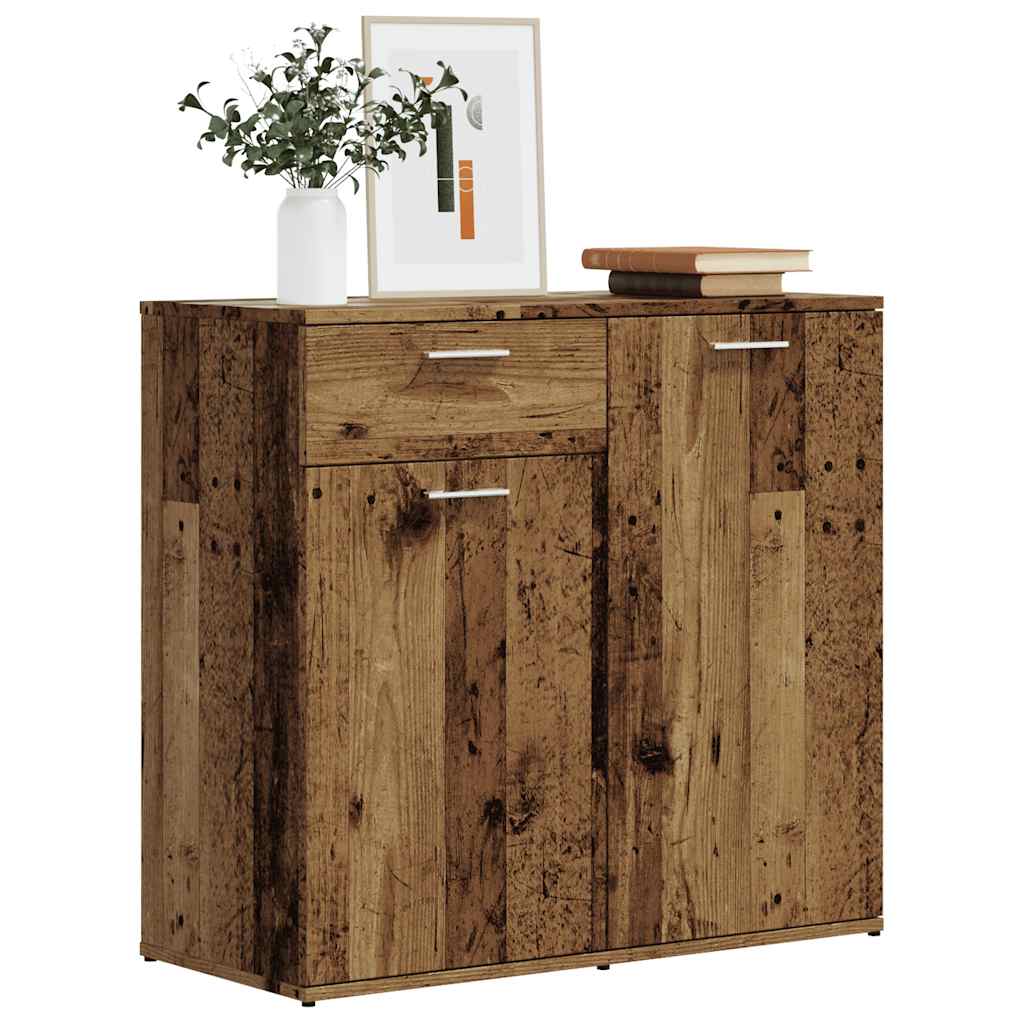 Dressoir 80x36x75 cm bewerkt hout oud houtkleurig
