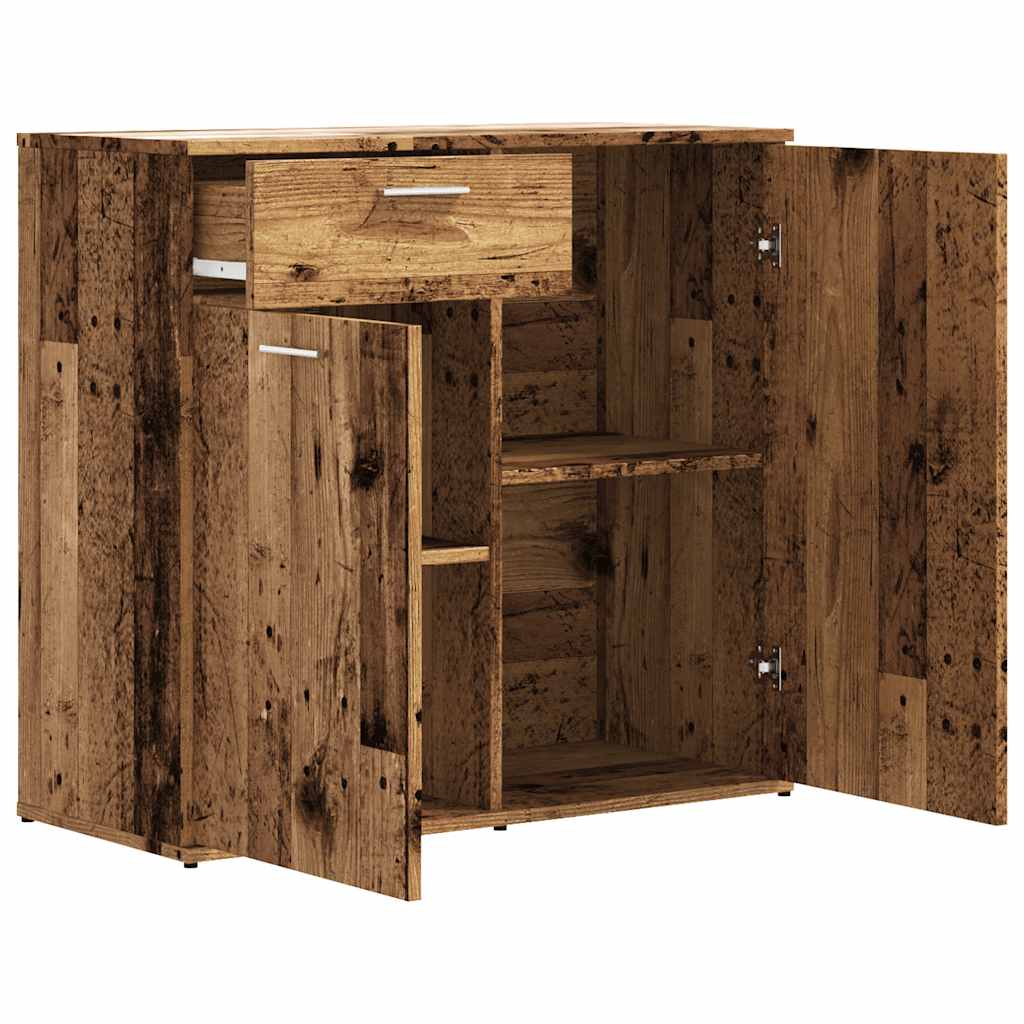 Dressoir 80x36x75 cm bewerkt hout oud houtkleurig