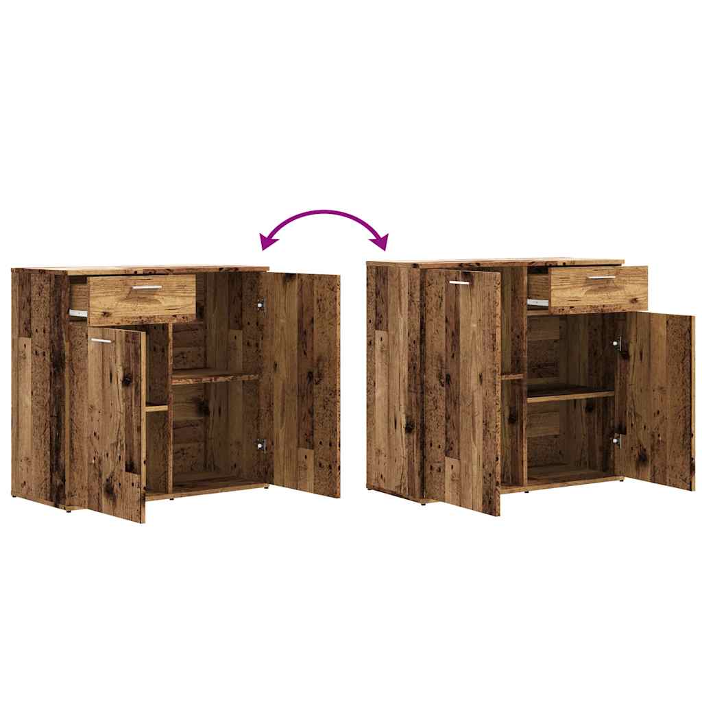 Dressoir 80x36x75 cm bewerkt hout oud houtkleurig