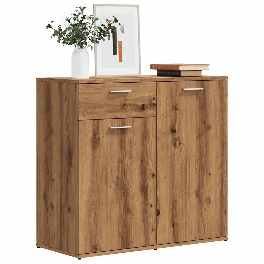 Dressoir 80x36x75 cm bewerkt hout artisanaal eikenkleur