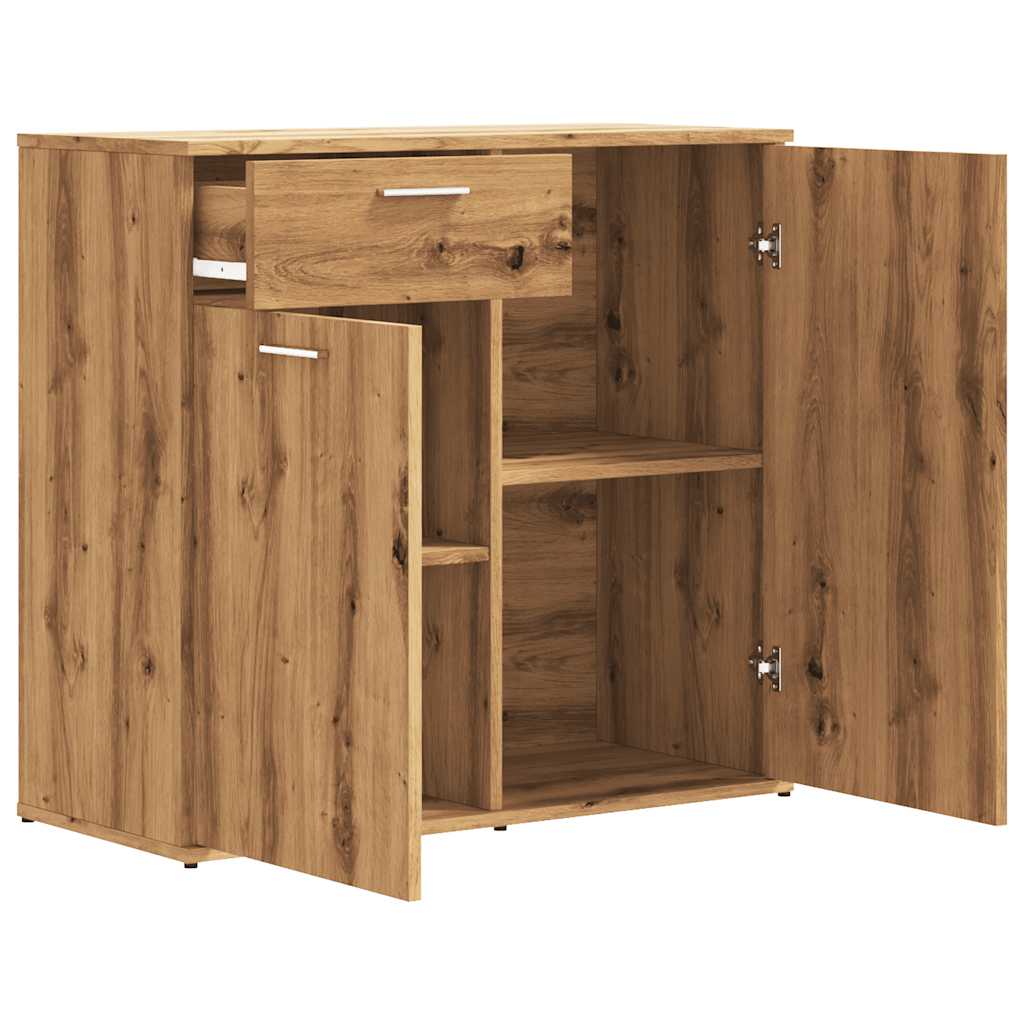 Dressoir 80x36x75 cm bewerkt hout artisanaal eikenkleur