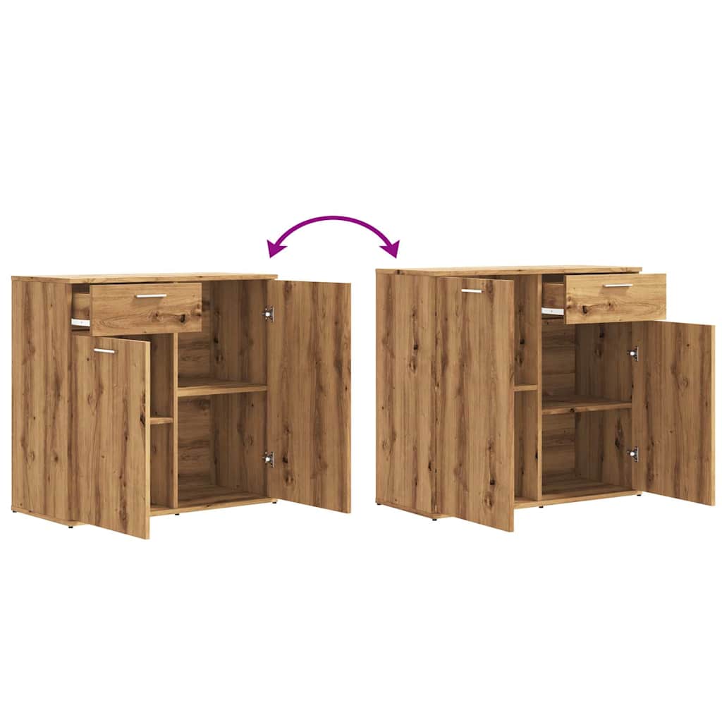 Dressoir 80x36x75 cm bewerkt hout artisanaal eikenkleur