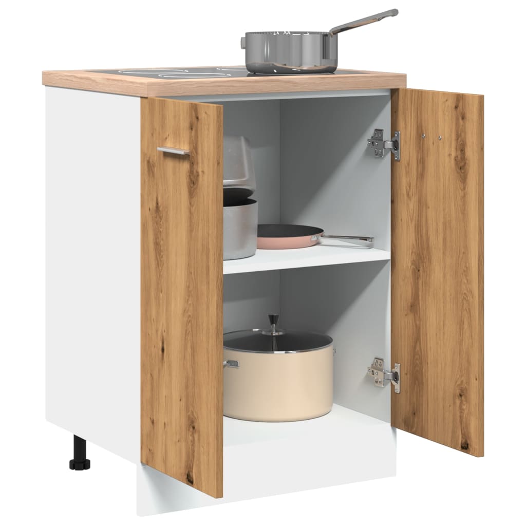 Onderkast 60x46x81,5 cm bewerkt hout artisanaal eikenkleur