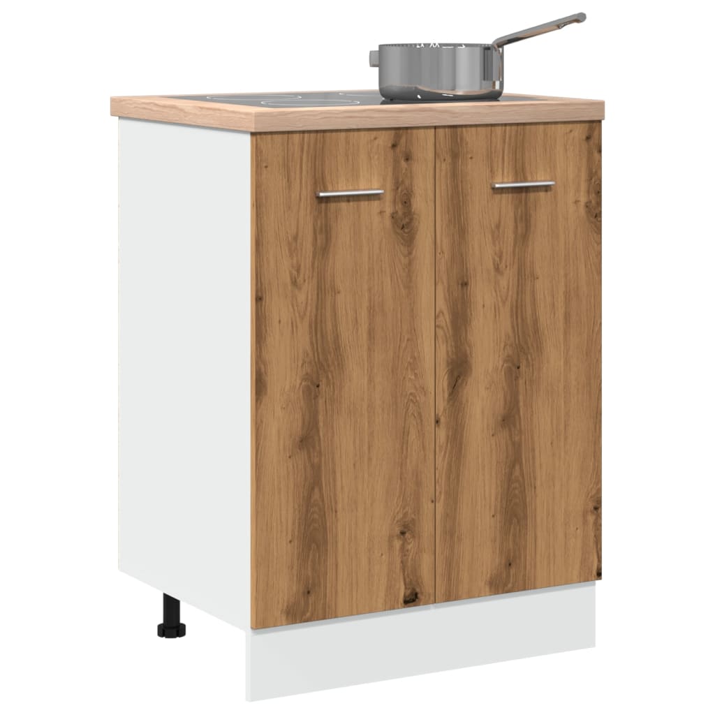 Onderkast 60x46x81,5 cm bewerkt hout artisanaal eikenkleur