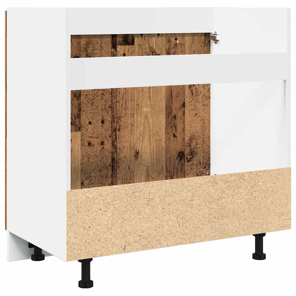 Wastafelonderkast 80x46x81,5 cm bewerkt hout oud houtkleurig