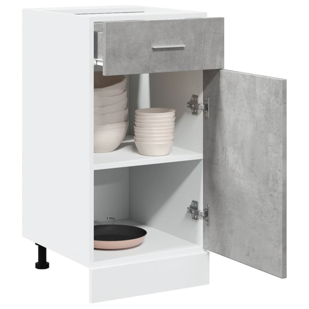 Onderkast met lade Lyon 40x46x81,5 cm bewerkt hout betongrijs