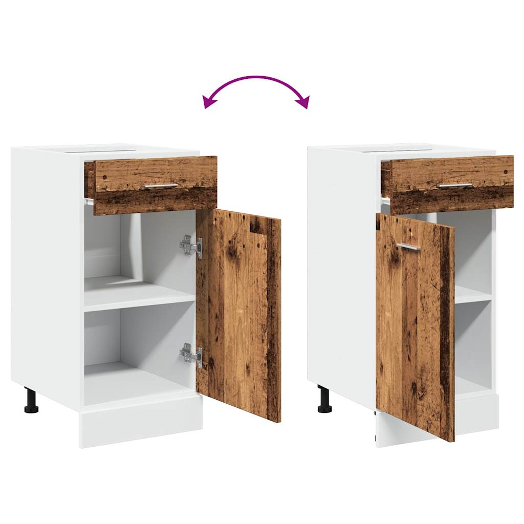 Onderkast met lade 40x46x81,5 cm bewerkt hout oud houtkleurig