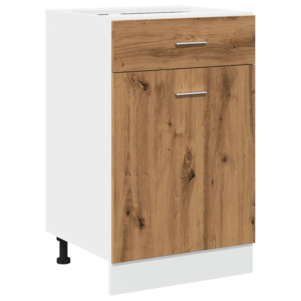 Onderkast met lade 50x46x81,5 cm bewerkt hout artisanaal eiken