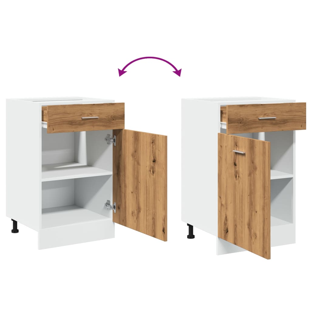 Onderkast met lade 50x46x81,5 cm bewerkt hout artisanaal eiken