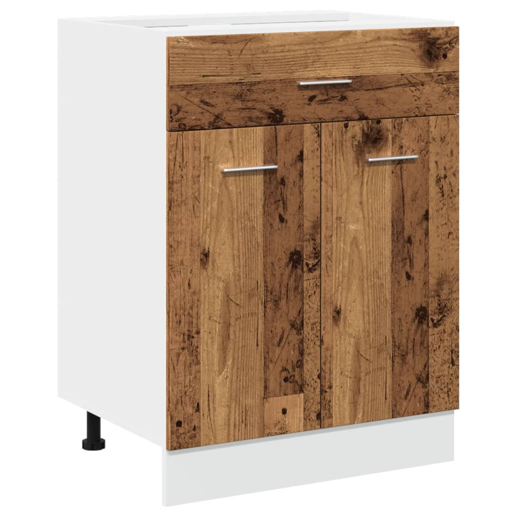 Onderkast met lade 60x46x81,5 cm bewerkt hout oud houtkleurig