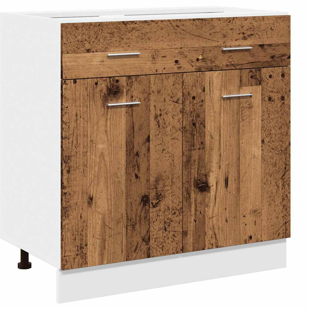 Onderkast met lade 80x46x81,5 cm bewerkt hout oud houtkleurig