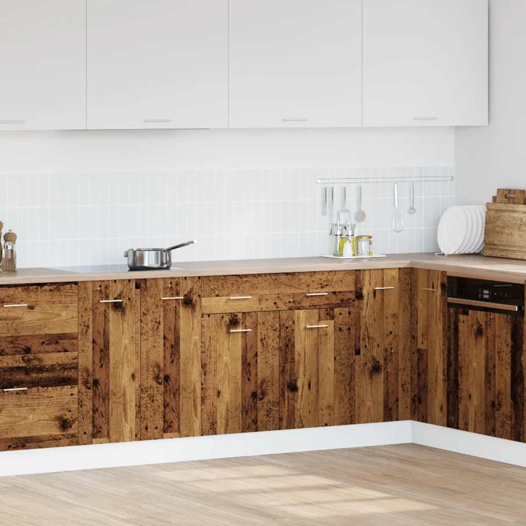 Onderkast met lade 80x46x81,5 cm bewerkt hout oud houtkleurig