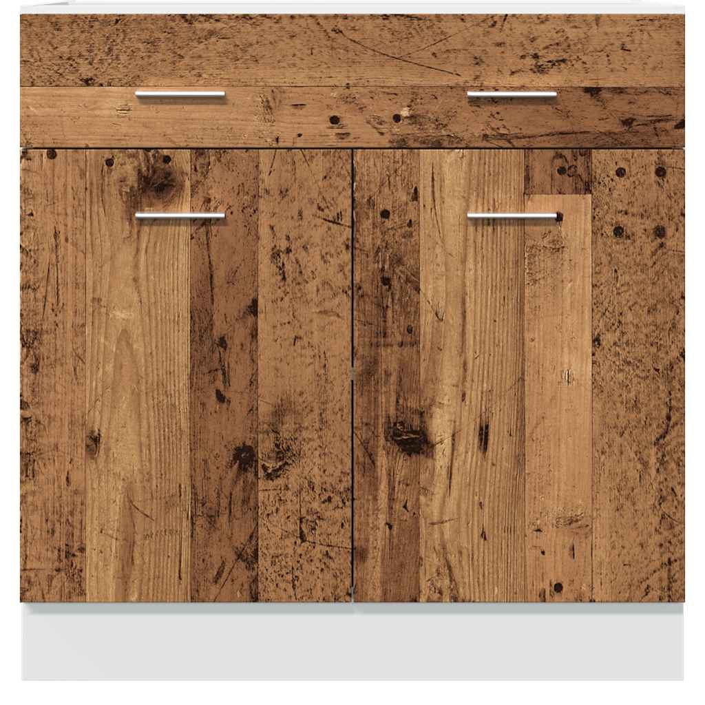 Onderkast met lade 80x46x81,5 cm bewerkt hout oud houtkleurig