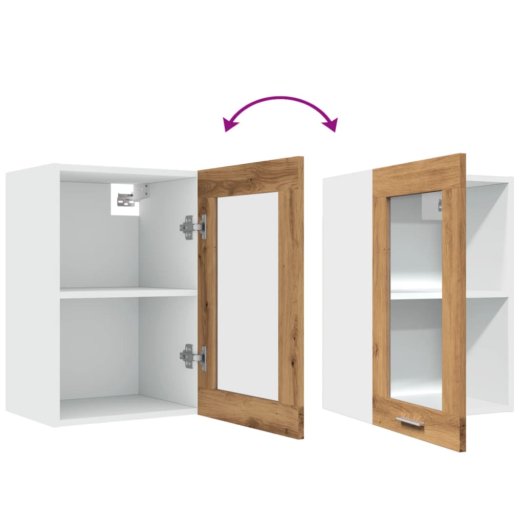 Hangkast 40x31x60 cm bewerkt hout artisanaal eikenkleurig