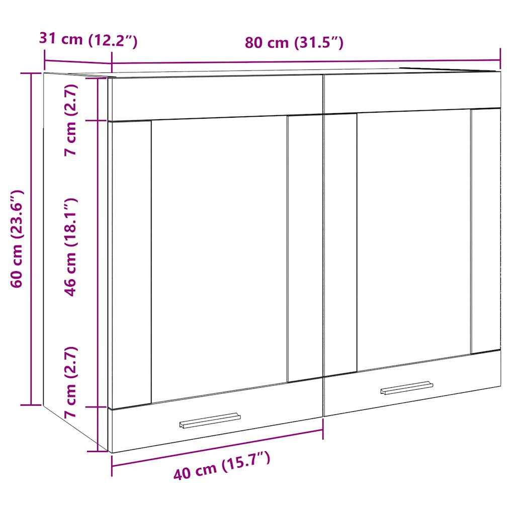 Hangkast 80x31x60 cm betongrijs