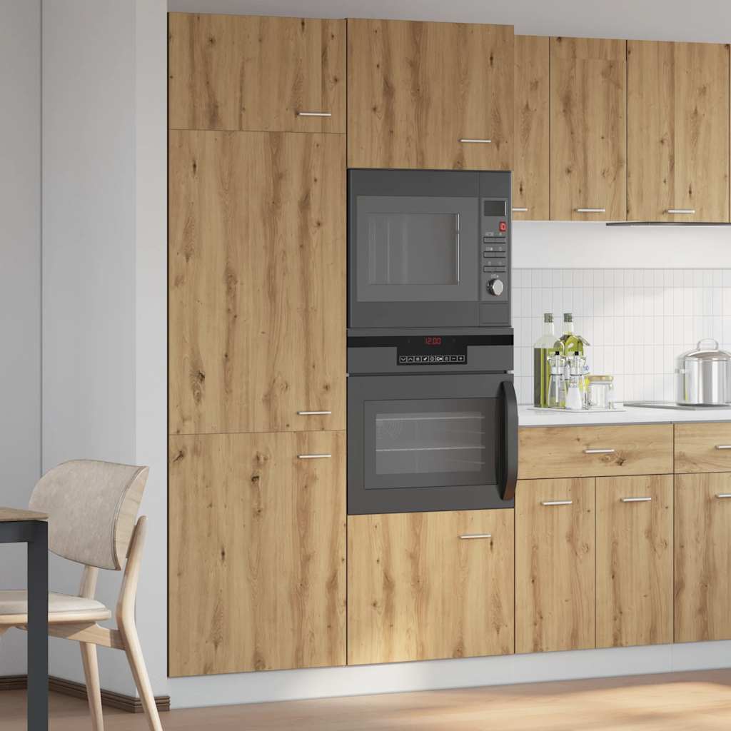 Koelkastkast 60x57x207 cm bewerkt hout artisanaal eikenkleurig