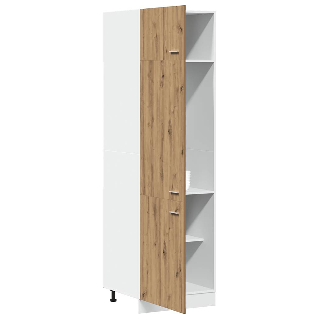 Koelkastkast 60x57x207 cm bewerkt hout artisanaal eikenkleurig