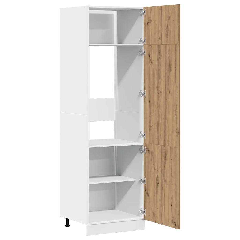 Koelkastkast 60x57x207 cm bewerkt hout artisanaal eikenkleurig