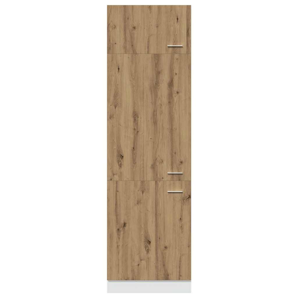 Koelkastkast 60x57x207 cm bewerkt hout artisanaal eikenkleurig