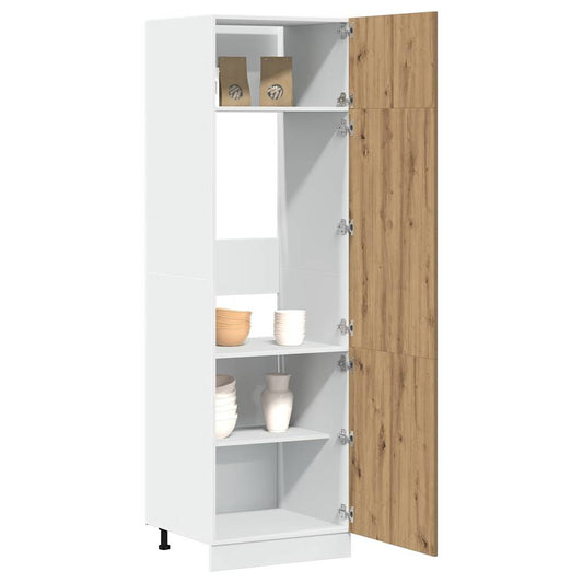 Koelkastkast 60x57x207 cm bewerkt hout artisanaal eikenkleurig