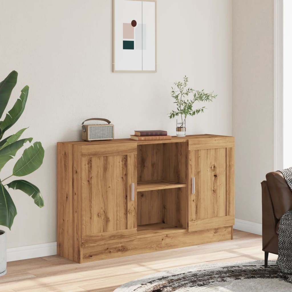 Dressoir 120x30,5x70 cm bewerkt hout artisanaal eikenkleurig