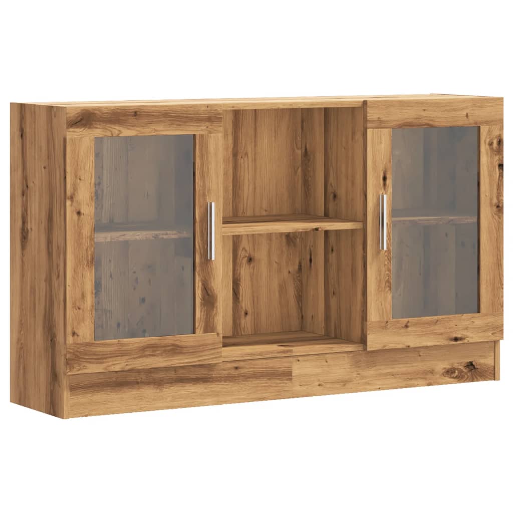 Dressoir 120x30,5x70 cm bewerkt hout artisanaal eikenkleurig