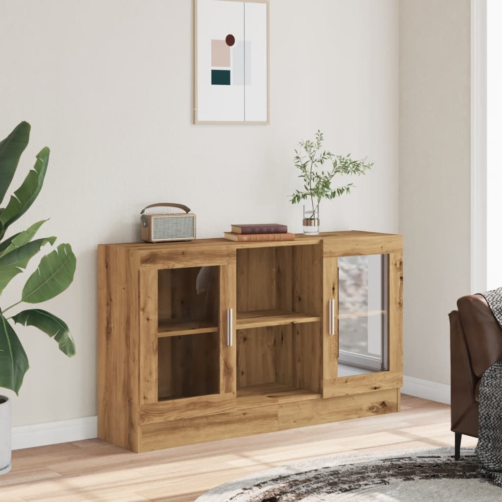 Dressoir 120x30,5x70 cm bewerkt hout artisanaal eikenkleurig