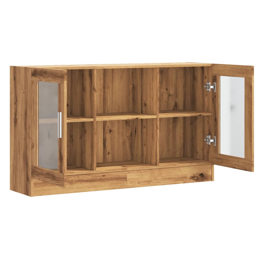 Dressoir 120x30,5x70 cm bewerkt hout artisanaal eikenkleurig